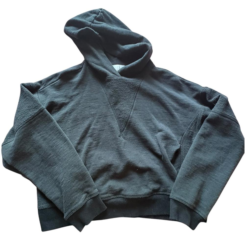 Spiritual Gangster Black Relaxed Pullover Hoodie XS Raw Seam Athleisure
